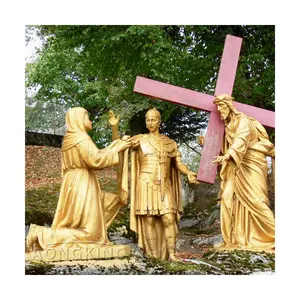 十字架站维罗妮卡清洁耶稣青铜雕塑的脸