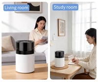 Humidificateur portable de bureau à ions négatifs avec batterie électrique, humidistat, lumières LED à changement de couleur, rechargeable par USB pour chambre à coucher