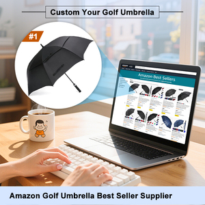Paraguas de golf de gran tamaño, resistente al viento, apertura automática, impermeable, con protección UV, personalizado con logo. - Product Image 6