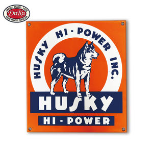 <span class=keywords><strong>Vintage</strong></span> Discount Husky Hi Power Orange Dog voiture essence moteur huile société meilleure vente <span class=keywords><strong>en</strong></span> gros émail <span class=keywords><strong>porcelaine</strong></span> signes - Product Image 1