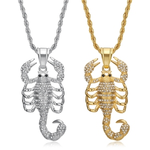 Collares de Moda de Acero Inoxidable con Colgante de Escorpión <span class=keywords><strong>CZ</strong></span> Iced Out Estilo Hip Hop Punk para Hombre al por Mayor - Product Image 1