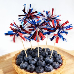 Fireworks Cake Decor Sticks Red White Blue 10 Pack Independence Day Party Dessert Table Toppers Disposable - Product Image 1