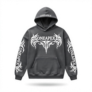 Sweat-shirt à capuche gris foncé brodé pour homme, en molleton de coton premium, style streetwear, avec logo personnalisé, vente en gros, tendance - Product Image 1