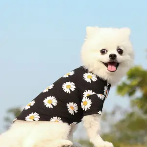 Ropa personalizada para mascotas, camiseta barata de verano para perro, ropa para mascotas con estampado de margaritas, camisa de color para perro