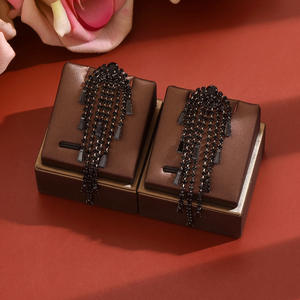 أقراط هندسية سوداء مرصعة بالأحجار الكريمة على طراز الهيب هوب القوطي للنساء، أقراط طويلة متدلية أنيقة للزفاف والهدايا - Product Image 5