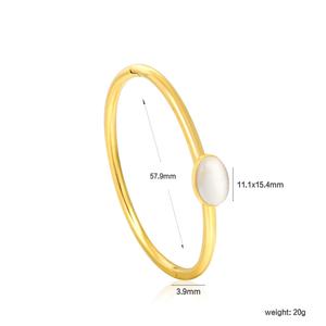 Bracelet jonc opale minimaliste personnalisable en acier inoxydable plaqué or 18 carats, tendance, creux, sans décoloration, vente en gros - Product Image 2