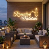 Enseigne néon personnalisée Ramadan Mubarak, décoration islamique pour la maison, lumière murale LED néon musulmane, enseignes néon personnalisées