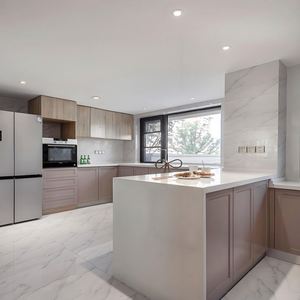 High Gloss Solid Wood <b>Kitchen</b> Cabinet Set Customized <b>Kitchen</b> <b>Furniture</b> Modern PVC Glossy White Modular <b>Kitchen</b> Cabinets - Product Image 1