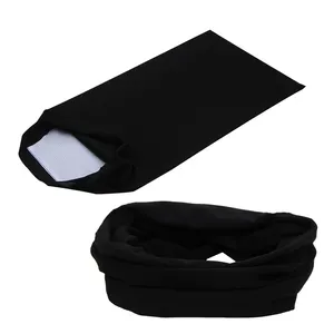 Custom Black Seamless Bandana Headwear Scarf with Filter Pocket