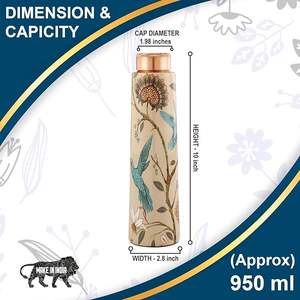 Botella de agua de cobre de lujo ligera 750ml para uso diario y embalaje de regalo botella de agua de proveedor indio - Product Image 4