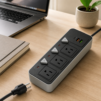 Multiprise industrielle indépendante 3 prises 2 USB-A 1 USB-C avec prise standard américaine pour le Nigéria, Dubaï, l'Égypte et l'Arabie Saoudite