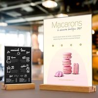 3 Pack 5x7 Inch Vertical Slant Display Acrylic Sign Holder Wood Base Plexiglass Display Stand Model Pop A4 Size 2mm Thickness