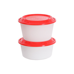 Round Disposable <b>Lunch</b> Box Thickened Plastic Food Grade With Red Lid For Takeaway Fast Food Packaging - Product Image 4