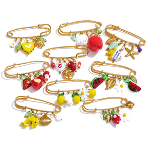 JINYOU 3206 Desenhos Animados Em Aço Inoxidável Banhado A Ouro Pinos Forma Melancia Folha De Cerâmica Peixe Pingente Broche para Jóias Das Mulheres - Product Image 1