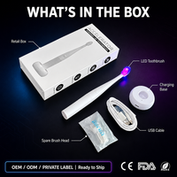 Brosse à dents LED à double lumière bleue et rouge 460nm 660nm, blanchiment des dents et soin des gencives, approuvée par la FDA et la CE, étiquette privée OEM