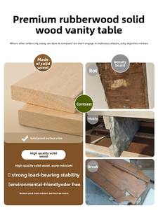 طاولة تسريح ومكياج متعددة الوظائف من الخشب الصلب للغرف الصغيرة بتصميم عصري بسيط - Product Image 4