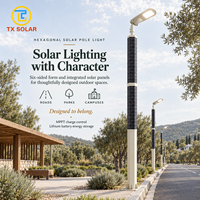 Système d'éclairage solaire LED hexagonal tout-en-un, résistant à l'eau IP65, pour l'éclairage des rues et des routes