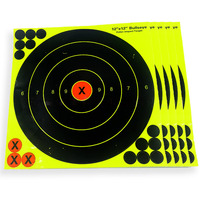 Objetivos de tiro reactivos Splatter de 12x12 pulgadas, paquete de 10 unidades, objetivos fluorescentes autoadhesivos de alta visibilidad tipo ojo de buey