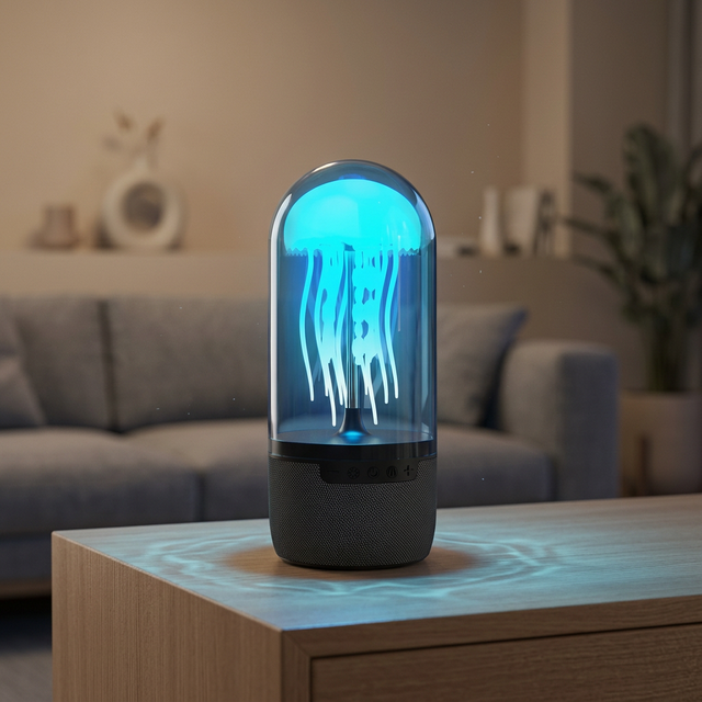 Multifunctional LED Jellyfish Lamp Speaker Night Light Creative Aquarium Mood Light for USB Rechargeable Modern Design