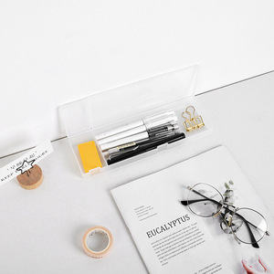 Estuche de plástico transparente para lápices, tamaño pequeño, estilo japonés minimalista esmerilado, para escuelas, oficinas, regalo de papelería para estudiantes - Product Image 3