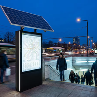 Boîte lumineuse publicitaire solaire à LED, système MPPT, haute luminosité, IP65, aluminium, film acrylique UV, panneau extérieur, batterie 450Wh, intensité réglable