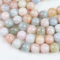 Perles de pierres précieuses en vrac en stock, perles de morganite naturelle pour la fabrication de bijoux 4mm 6mm 8mm 10mm
