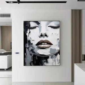 Arte de Pared, Decoración del Hogar, Retrato de Mujer Hecho a Mano, Obra de Arte Texturizada, Pintura al Óleo sobre Lienzo, Decoración para el Hogar, Hotel, Arte Decorativo de Pared - Product Image 2