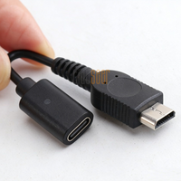 Kabel Pengisi Daya Tideseer Type-C Female ke GBM Hitam 10cm Bahan PVC untuk Pemain Video Game