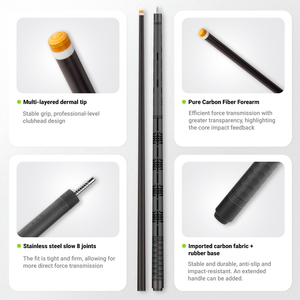Queue de billard de haute qualité, fabriquée à la main, en fibre de carbone 3k, poignée en cuir, pointe de 11,8 mm/12,5 mm, 1/2, billard russe, snooker - Product Image 3