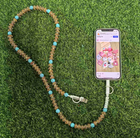 Nouveautés Câble de charge pour téléphone à imprimé léopard et perles turquoise, chargeur rapide USB 4 en 1 pour téléphone portable, pour les fêtes