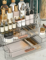 Boîte de rangement en plastique transparente anti-poussière de grande capacité pour cosmétiques de table