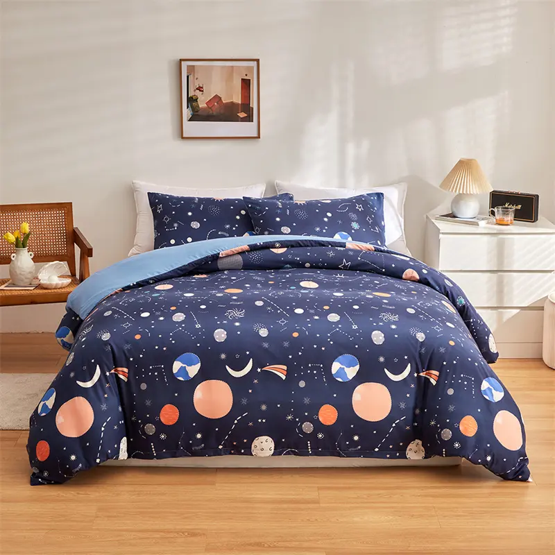 England America Cosmos Pattern Fluorescence Bedding Set King Queen Luminous Duvet Cover Set Dream Single Double Bed Quilt Covers