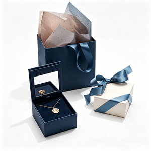 Eco‑friendly Bulk Magnetic Closure Mirror <b>Window</b> Jewelry Gift Box Paper Bag Sets Wholesale Premium Cardboard Gold <b>Foil</b> Print - Product Image 2