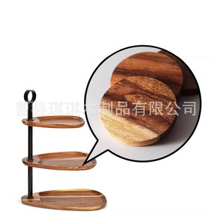 Bandeja de frutas de madera de acacia de 3 niveles, redonda, para decoración de mesa de sala de estar. - Product Image 3