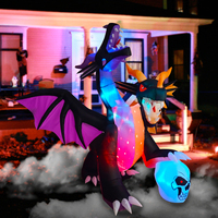 Dragon de feu et de glace décorations d'halloween Dragon gonflable flamme lumineuse jardin extérieur grand