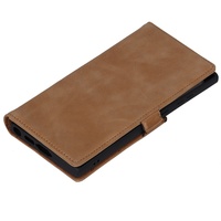 Étui portefeuille magnétique pliable de luxe en cuir de vache véritable Hotsell pour S23 Ultra, design à rabat, marron, fabricant