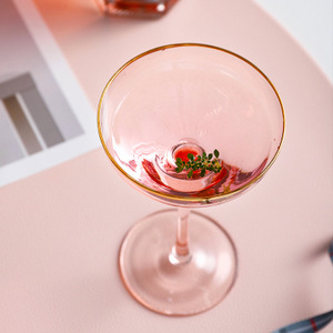 Flûtes de champagne de mariage, logo personnalisé sans plomb, flûtes de champagne de couleur rose, lunettes de champagne avec bord doré, 150ml - Product Image 3
