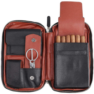 Cigar Pouch Genuine Leather Travel Portable Cigar Case Box