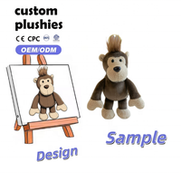 Porte-clés en peluche singe mignon, personnalisable avec logo OEM/ODM, mini poupée en peluche douce, pendentif clé, vente en gros, accessoire