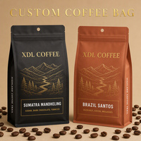 Sachet d'emballage de café personnalisé de 5 lb avec valve unidirectionnelle, en feuille d'aluminium haute barrière, pochette verticale refermable, échantillon gratuit, OEM