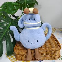 Théière en peluche JC Brand China UK Jelly Premium style Harrods, tasse à thé bleue, jouet en peluche super doux, anti-stress, cadeau d'anniversaire