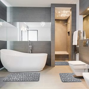 Ensemble de tapis de bain en mousse à mémoire de forme, lavable, antidérapant, tapis de sol pour salle de bain - Product Image 2