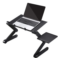 Support pour ordinateur portable en aluminium réglable à 360°, pliable, ergonomique, avec ventilateur de refroidissement et tapis de souris pour lit, canapé, bureau