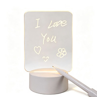 Tableau d'écriture LED réutilisable, veilleuse, contrôle tactile ABS, bloc-notes USB, cadeau créatif pour anniversaire/Noël, enfants, couple, maison