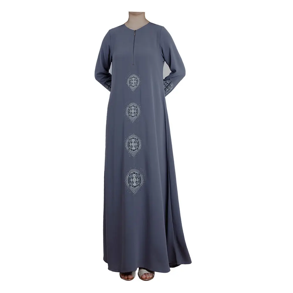 2024 linen longgar Muslim jubah bordir disetrika berlian Muslim wanita abaya Islam burqa pakaian dalam wanita