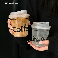 Gobelets en plastique PET transparents en forme de U de 400 ml personnalisés avec couvercles, étanches, impression sérigraphique, vente en gros, gobelets jetables pour boissons froides