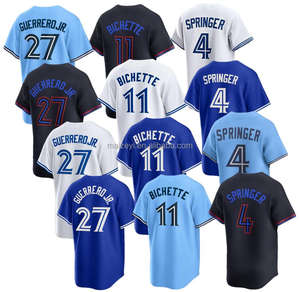 Beste kwaliteit gestikte op maat gemaakte # 27 Vladimir Guerrero Jr. # 11 Bo Bichette # 4 George Springer geborduurd Amerikaans honkbalshirt - Product Image 1