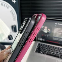 Étui de téléphone magnétique transparent HD en TPU+PC mat avec cadre brillant et diamants pour 17air 14 15 16 Pro Max Macaron