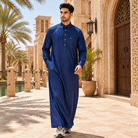 CCY Thobe islamique pour homme, Dishdasha Jubba, Robe arabe à manches longues, Robe de prière musulmane moderne et décontractée, Respirante, Style Moyen-Orient