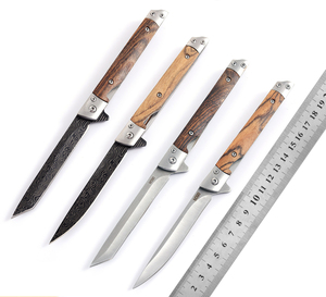 Cuchillo Plegable para Exteriores con Mango de Madera, Hoja de Acero Inoxidable con Punta Caída, Cuchillo de Bolsillo EDC para Camping - Product Image 6